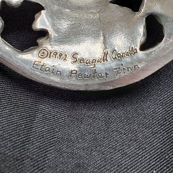 Pair Of 1991 Grape Leaf Seagull Canada Etain Fine Pewter Taper Candle Holders - Picture 9 of 13